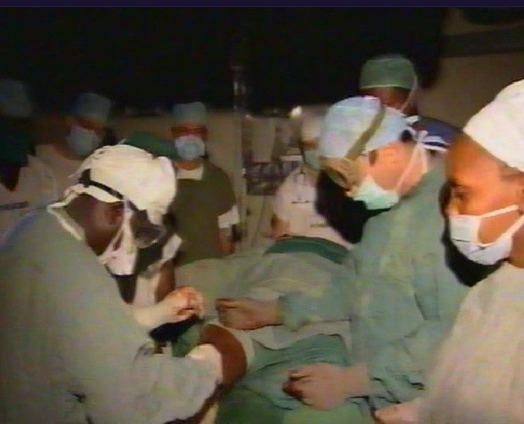 International surgical team operating in a hospital in Nairobi.
